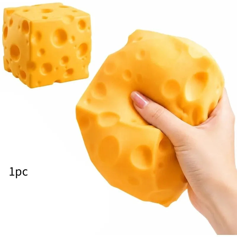 Cheese Block Squishy Slow-Rise Fidget Toy, 11cm Portable TPR Soft & Q-Elastic, Office & Student Stress Relief, Cute Healing Desktop Decor Gift