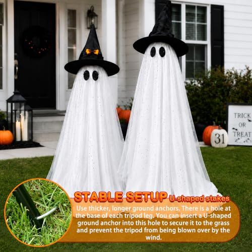 Halloween Ghost Lights for Outdoor Porch, Garden, Indoor Fireplace & Party Decorations (white)