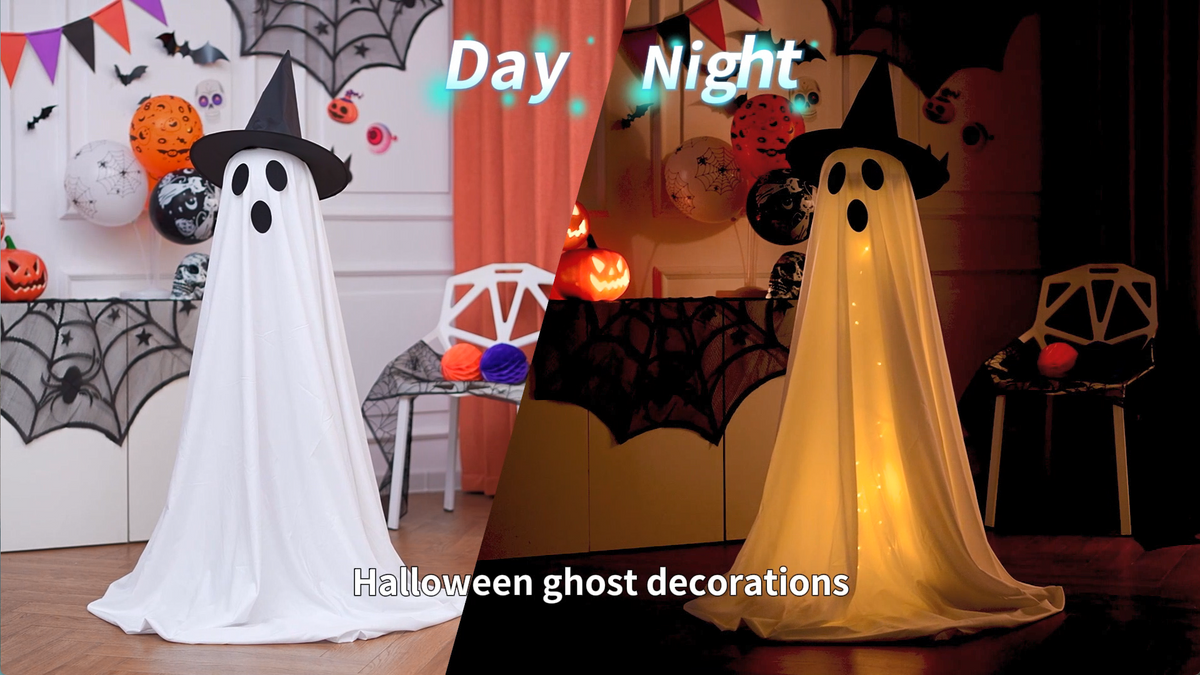Halloween Ghost Lights for Outdoor Porch, Garden, Indoor Fireplace & Party Decorations (white)