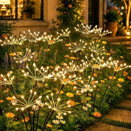 Solar Firework Garden Lights: Perfect for Patio, Lawn, Yard Paths and Outdoor Decor (Warm White)