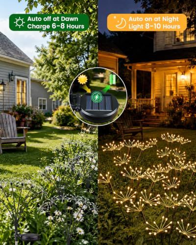 Solar Firework Garden Lights: Perfect for Patio, Lawn, Yard Paths and Outdoor Decor (Warm White)