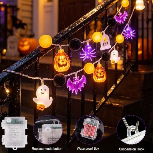 Halloween String Lights for Indoor & Outdoor Party Decorations, Spooky Holiday Ambiance (orange)