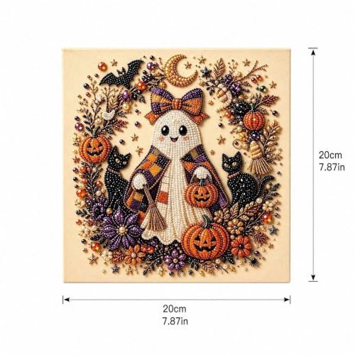 DIY Diamond Art Halloween Ghost Kit for Fall Decor, Ideal for Beginners & All Ages (beige)