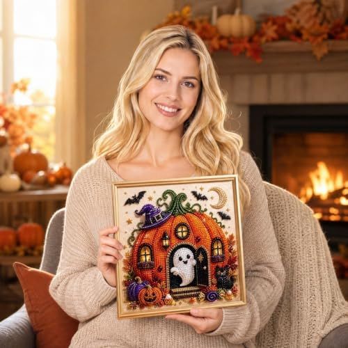 DIY Diamond Art Spells Craft Kit for Beginners, Kids & Adults, Halloween & Fall Wall Decor (Black)