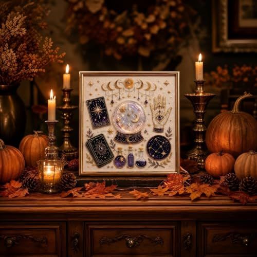 DIY Diamond Art Spells Craft Kit for Beginners, Kids & Adults, Halloween & Fall Wall Decor (Black)