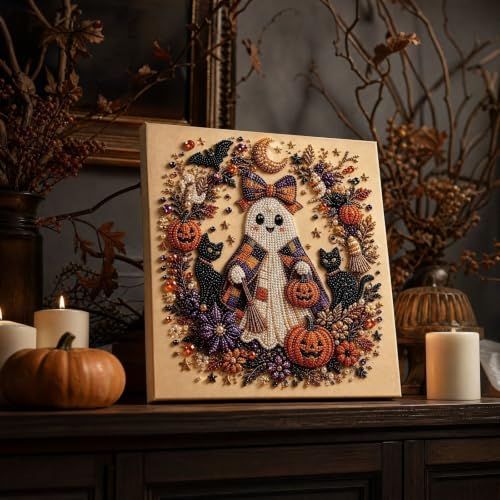 DIY Halloween Ghost Rhinestone Art Kit for Home, Walls, and Seasonal Decor (white)
