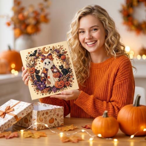DIY Halloween Ghost Rhinestone Art Kit for Home, Walls, and Seasonal Decor (white)