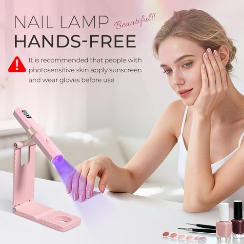 Portable UV Nail Lamp for At-Home Gel Polish Curing, Manicure & Pedicure On-the-Go (Pink)