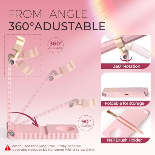 Portable UV Nail Lamp for At-Home Gel Polish Curing, Manicure & Pedicure On-the-Go (Pink)