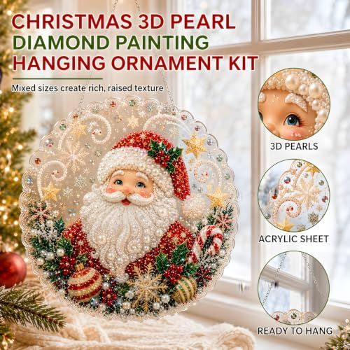DIY Christmas Diamond Art Hanging Decoration for Festive Home & Party Decor (red)