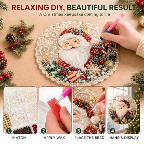 DIY Christmas Diamond Art Hanging Decoration for Festive Home & Party Decor (red)