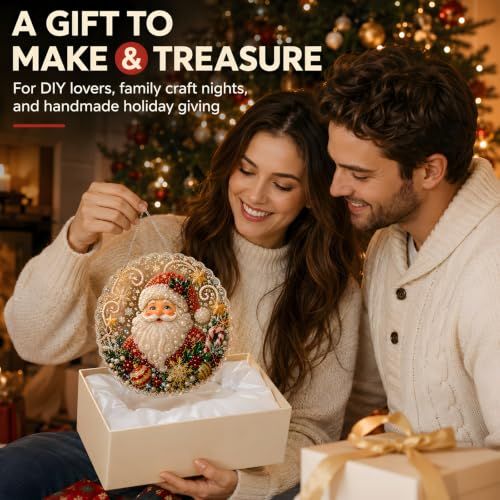 DIY Christmas Diamond Art Craft Kit for Festive Home Wall & Window Decor (red)