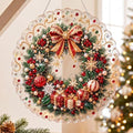 DIY Christmas Diamond Painting Wreath for Festive Home Decor (red)