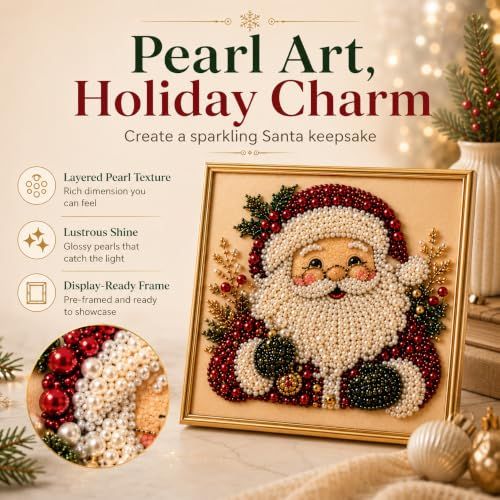 DIY Pearl Art Kit for Holiday Decor – Create Festive Christmas Keepsakes for Home Display (Red)