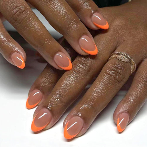 24pcsPress-On Nails For Everyday Wear, DIY Manicures, Special Occasions & Quick Nail Looks (bright orange)