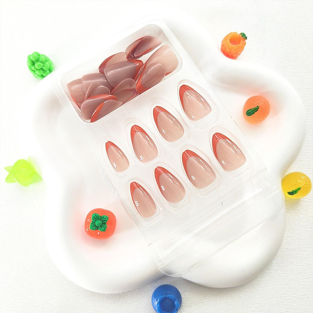 24pcsPress-On Nails For Everyday Wear, DIY Manicures, Special Occasions & Quick Nail Looks (bright orange)