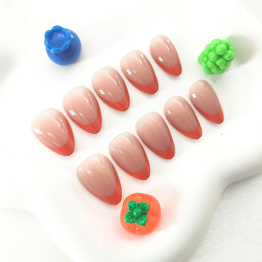 24pcsPress-On Nails For Everyday Wear, DIY Manicures, Special Occasions & Quick Nail Looks (bright orange)