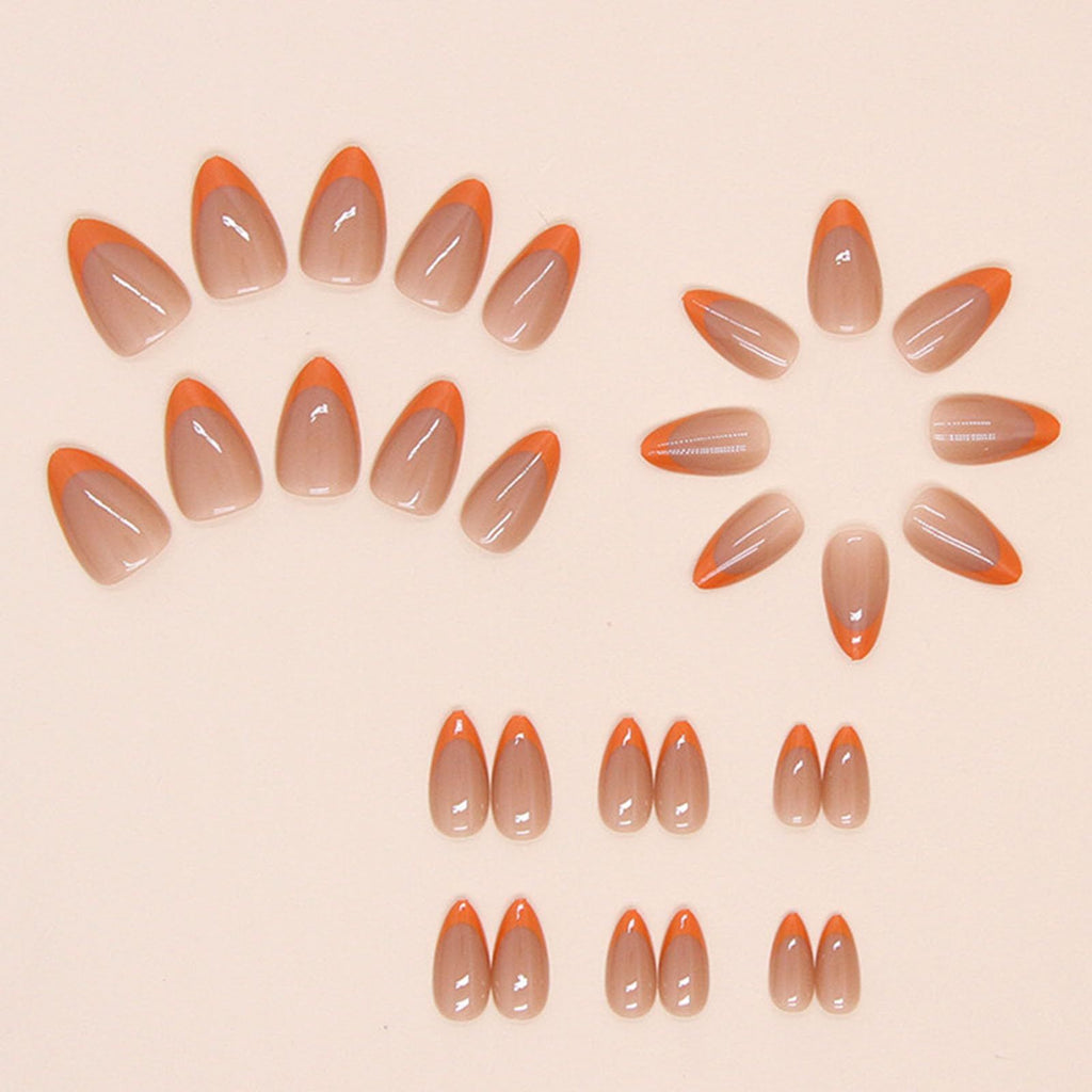 24pcsPress-On Nails For Everyday Wear, DIY Manicures, Special Occasions & Quick Nail Looks (bright orange)