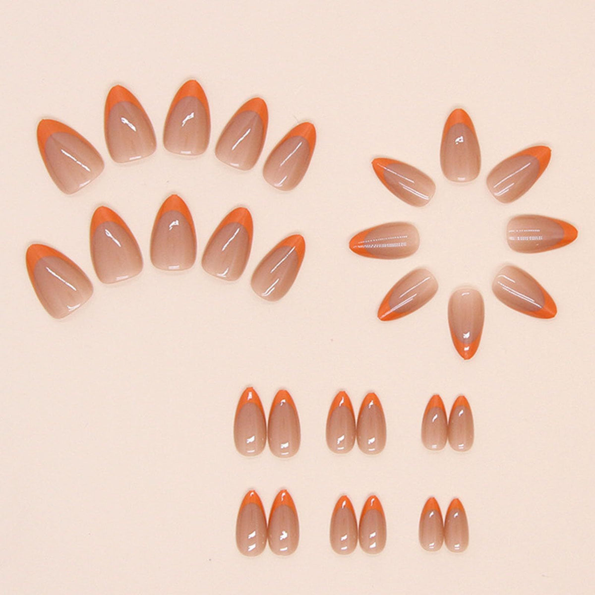 24pcsPress-On Nails For Everyday Wear, DIY Manicures, Special Occasions & Quick Nail Looks (bright orange)