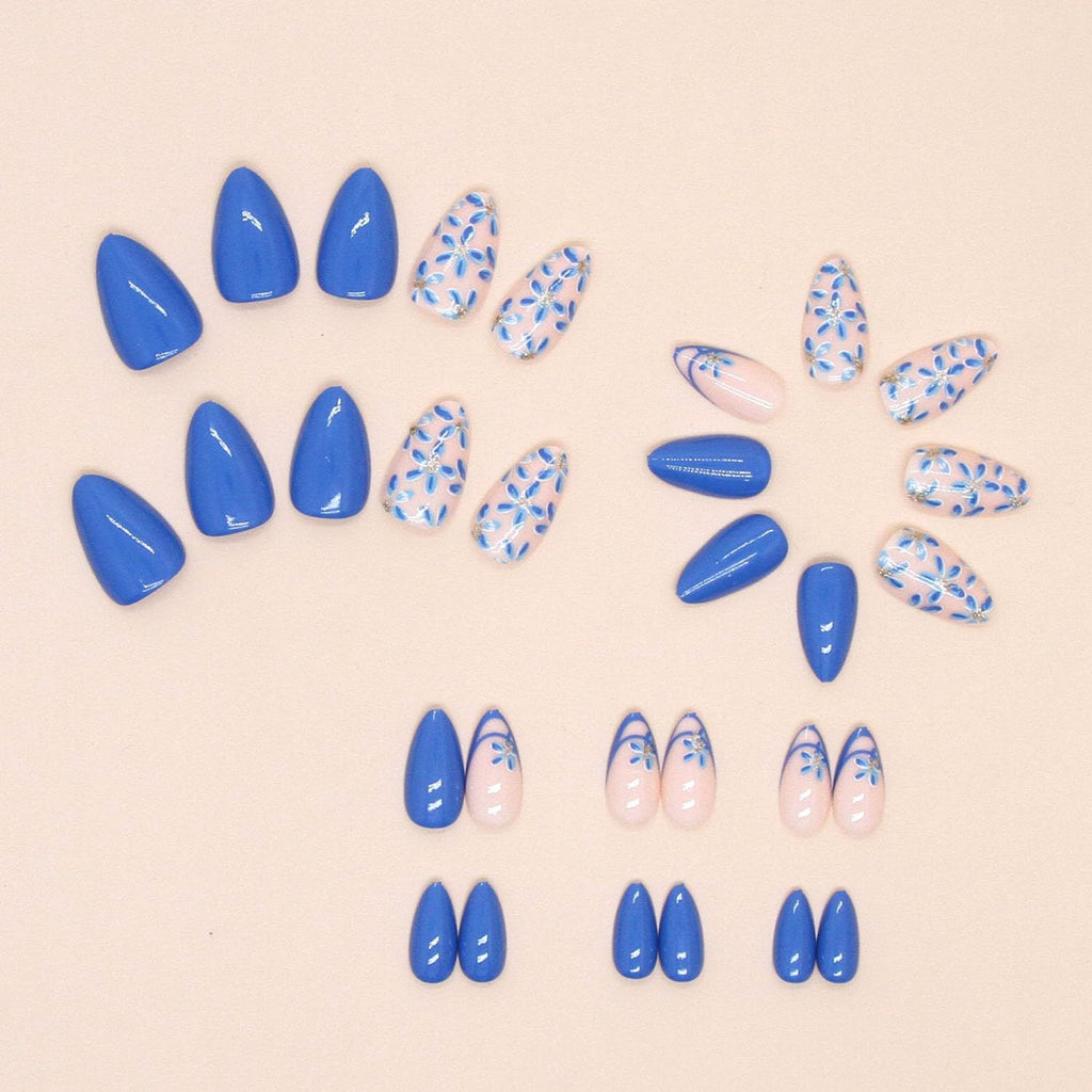 24PCSPress-on Nails for Daily Wear, Events, and Special Occasions - Easy Apply, Full Set (bright blue)