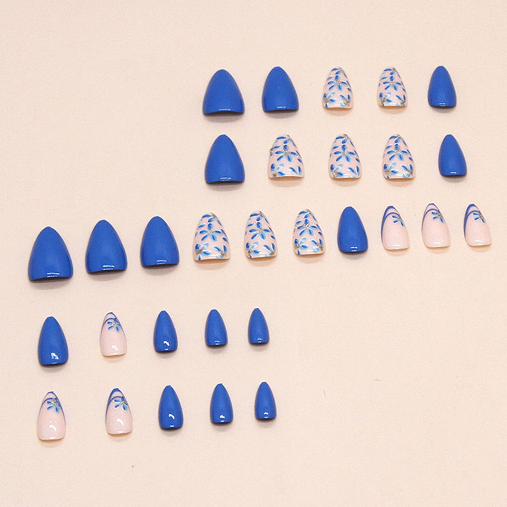 24PCSPress-on Nails for Daily Wear, Events, and Special Occasions - Easy Apply, Full Set (bright blue)