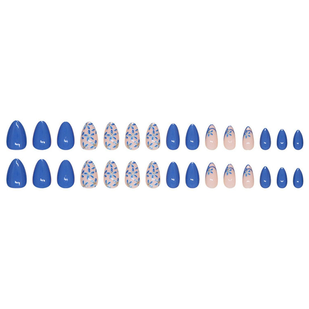 24PCSPress-on Nails for Daily Wear, Events, and Special Occasions - Easy Apply, Full Set (bright blue)