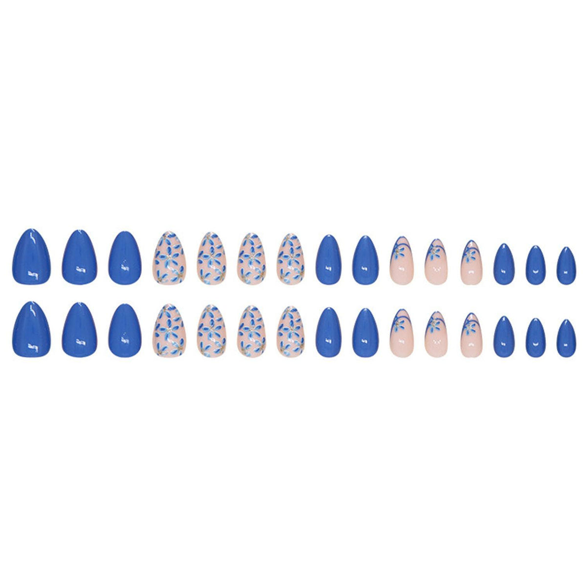 24PCSPress-on Nails for Daily Wear, Events, and Special Occasions - Easy Apply, Full Set (bright blue)