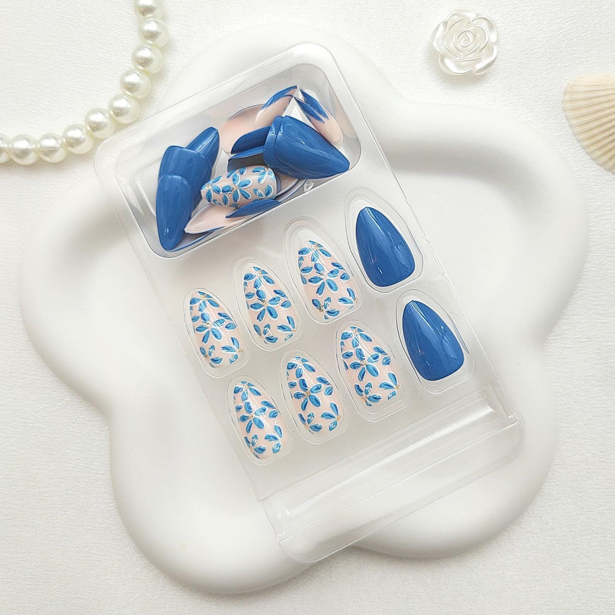 24PCSPress-on Nails for Daily Wear, Events, and Special Occasions - Easy Apply, Full Set (bright blue)