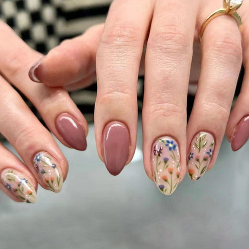 24pcsPress On Nails for Everyday Wear, Events, and Seasonal Styling – Ready-to-Use Fake Nails (Muted Mauve)