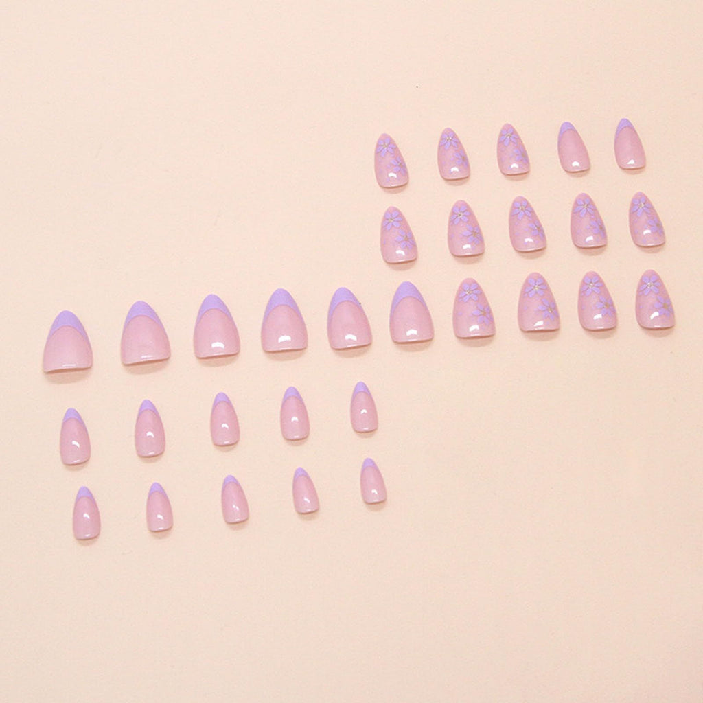 24pcsReusable Fake Nails For Daily Wear, Parties, Festivals & Quick Nail Art (light purple)