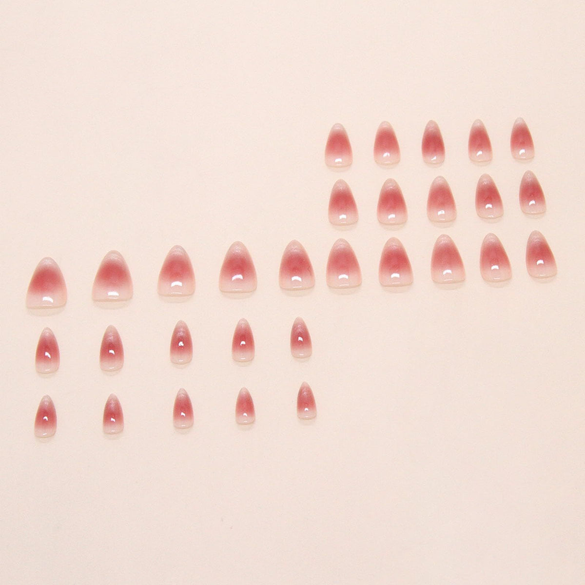 24pcsPress-on Nails for Daily Wear, Parties, & Casual Outfits, Easy DIY Nail Art at Home (Pink to Red Gradient)