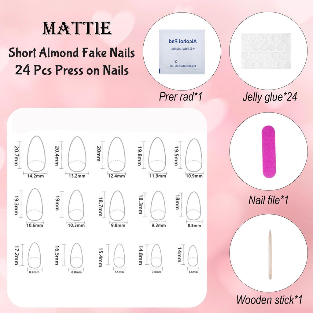 24pcsPress-on Nails for Daily Wear, Parties, & Casual Outfits, Easy DIY Nail Art at Home (Pink to Red Gradient)