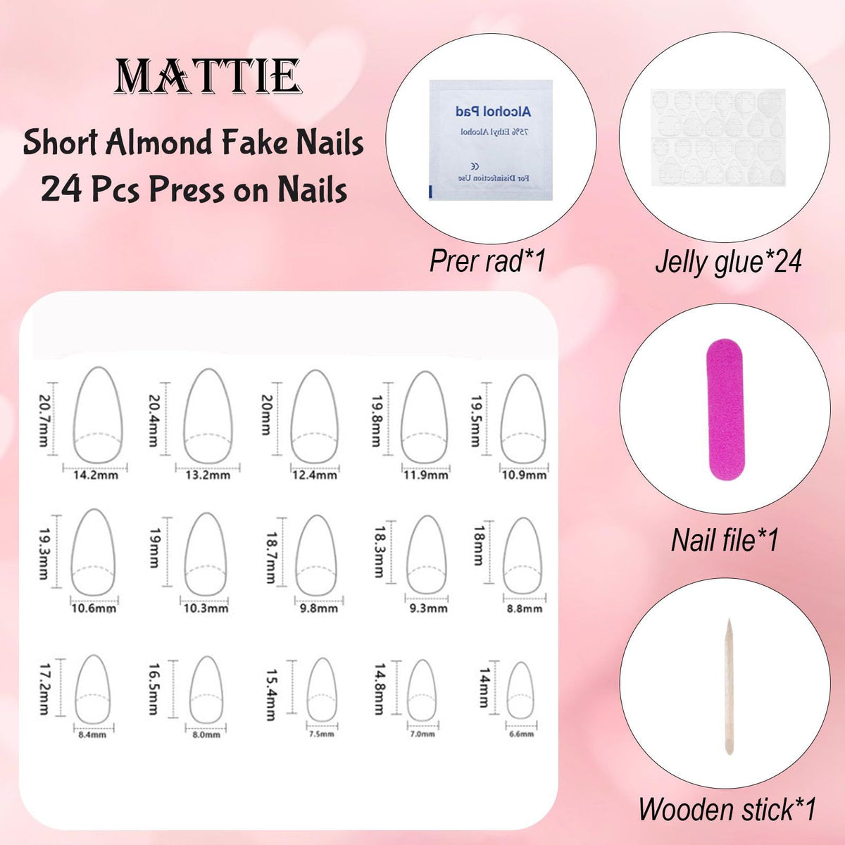 24pcsPress-on Nails for Daily Wear, Parties, & Casual Outfits, Easy DIY Nail Art at Home (Pink to Red Gradient)