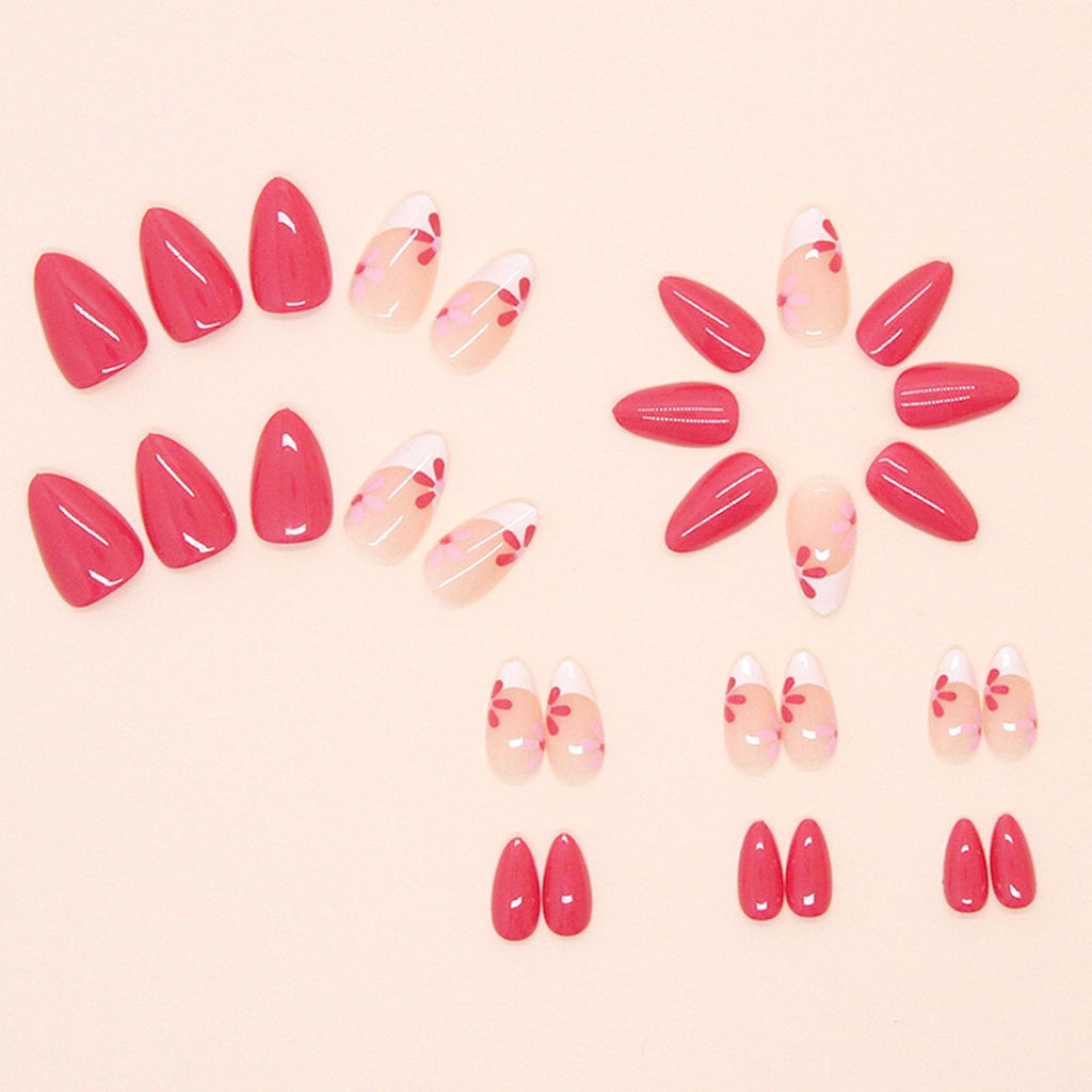 24pcsPress-on Nails for Daily Wear, Parties, and Quick Manicure Looks (cherry red)
