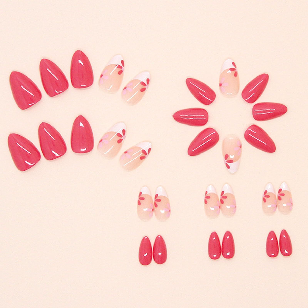 24pcsPress-on Nails for Daily Wear, Parties, and Quick Manicure Looks (cherry red)