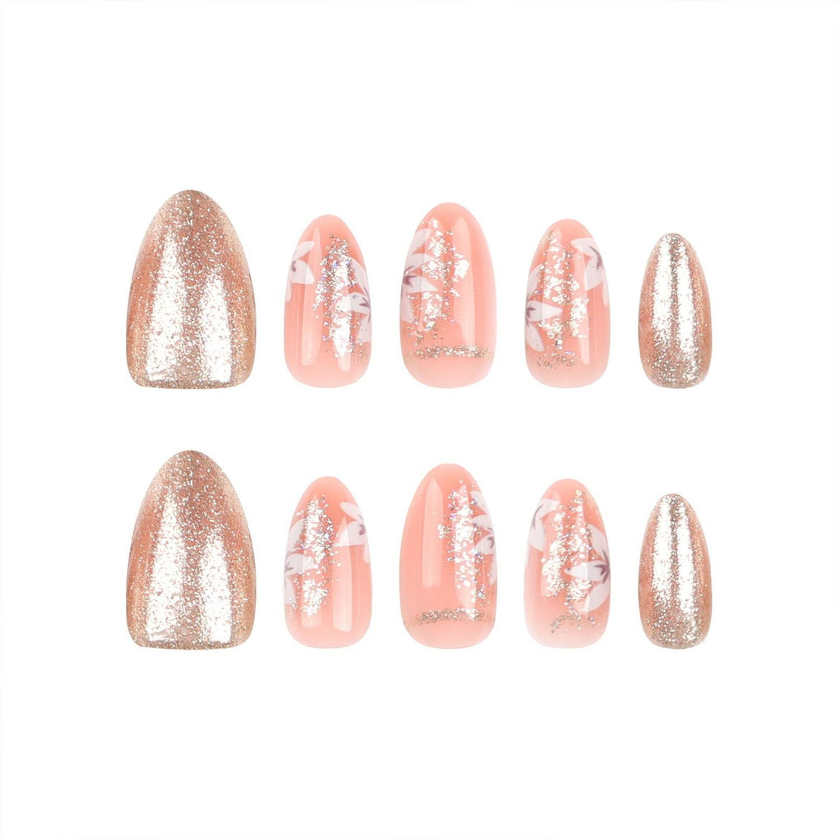 24pcsReusable Press-On Nails for Weddings, Parties & Daily Wear - No Salon Visits Needed (Champagne Gold)