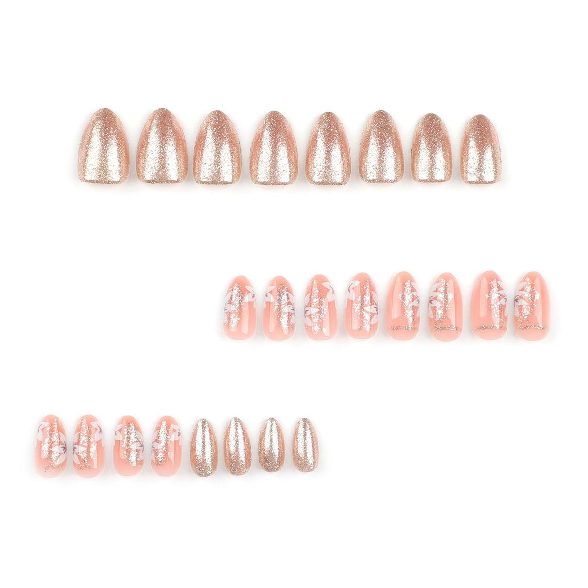 24pcsReusable Press-On Nails for Weddings, Parties & Daily Wear - No Salon Visits Needed (Champagne Gold)