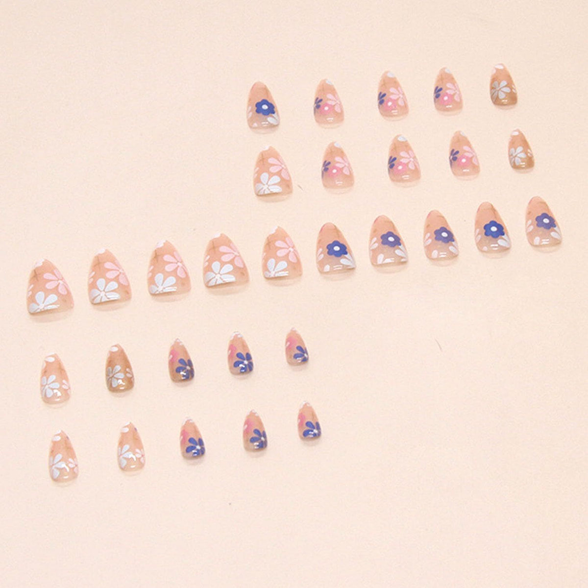 24pcsReusable Floral Press-On Nails for Everyday Style, Parties & Special Occasions (Soft Pink)