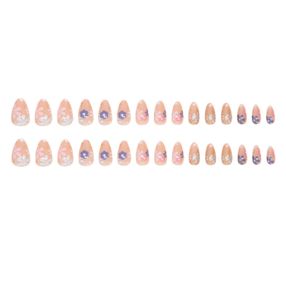 24pcsReusable Floral Press-On Nails for Everyday Style, Parties & Special Occasions (Soft Pink)