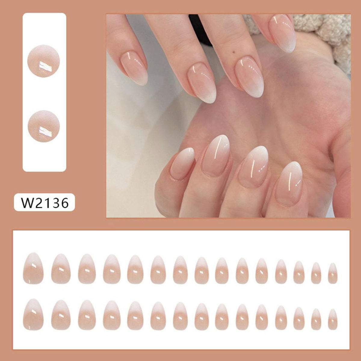 24pcsPress-on Nails for Salon-Worthy Manicures at Daily Events, Parties, and Special Occasions (Pink and White Ombre)