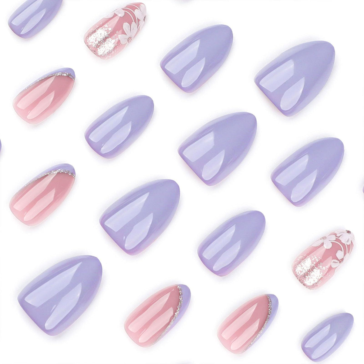 24pcsGorgeous Press-On Nails For Everyday Wear, Parties, Special Occasions & Quick Nail Fixes (Lavender)
