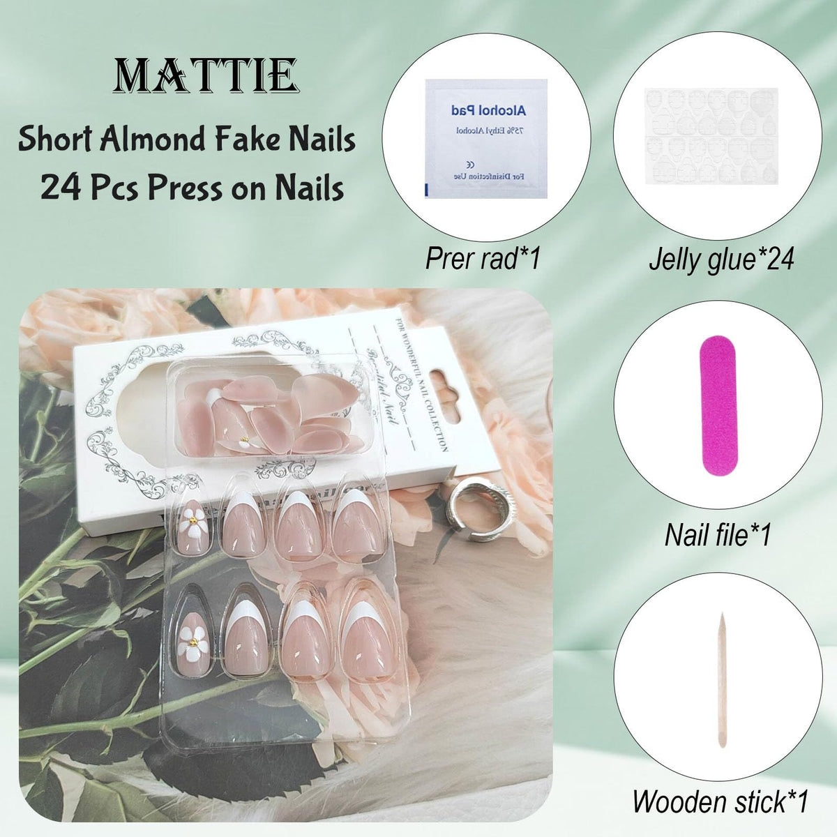 24pcsElegant Almond Fake Nails, Perfect for Daily Wear, Parties & Special Occasions (light pink)