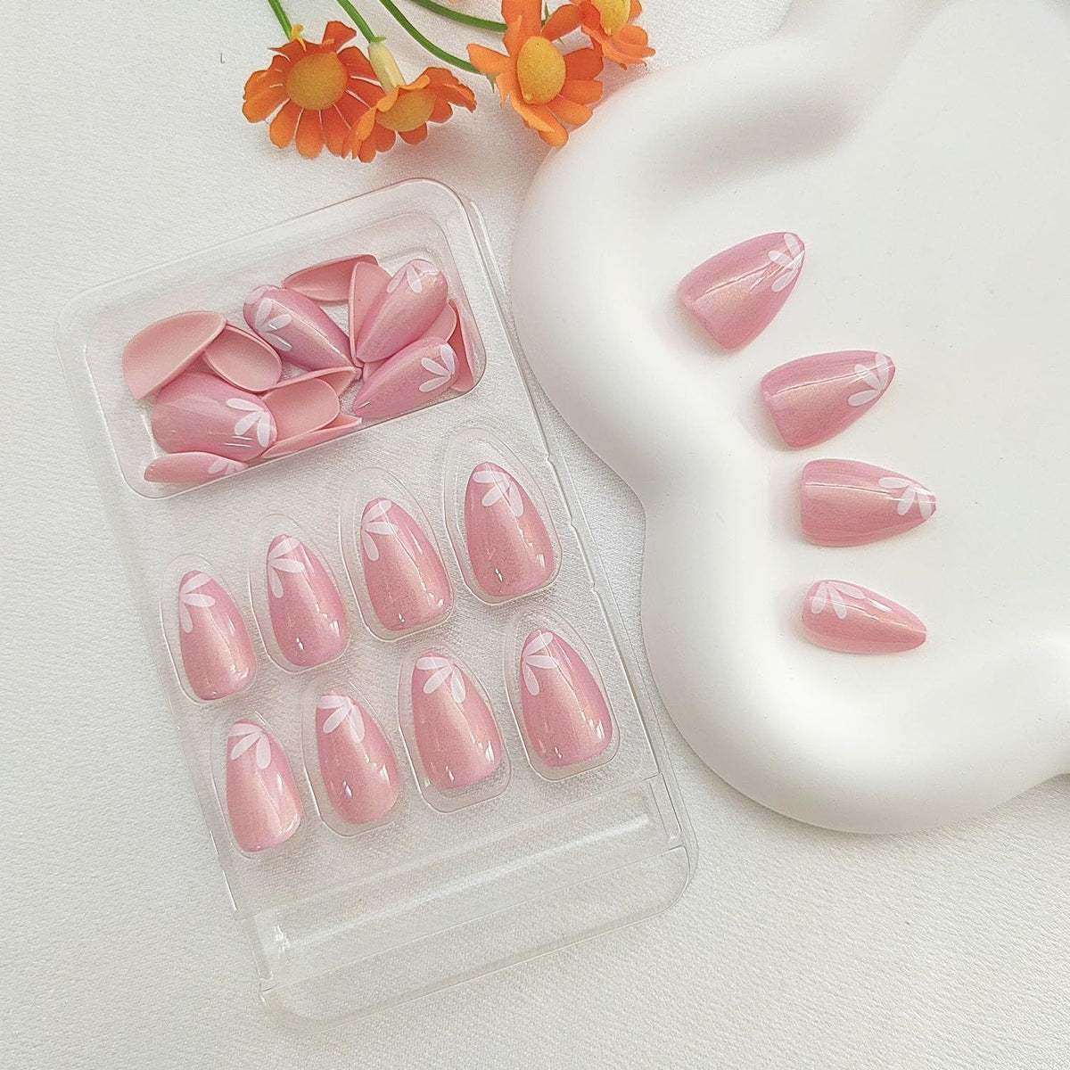 24pcsPress-On Nails For Everyday Wear, Special Events, And DIY Nail Art At Home (pink)