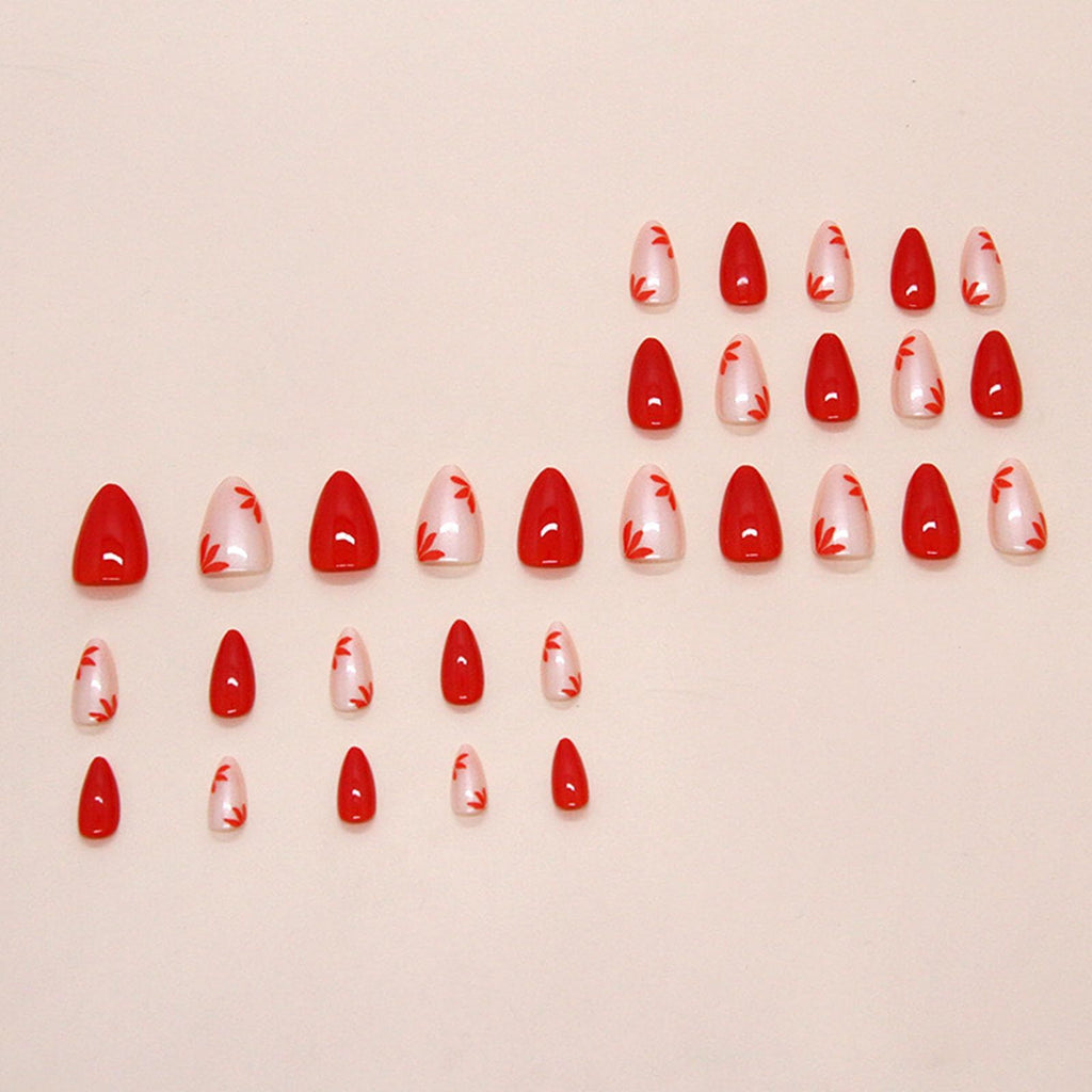 24pcsPress-on Nails Kit for Events, Date Nights & Daily Styling – Easy Apply, Full Set Included (Red and Nude Pink)