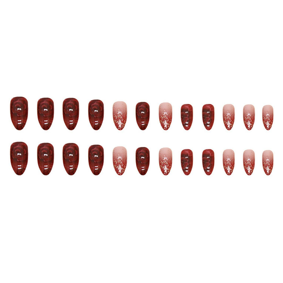 24pcsLuxury Press-On Nails for Weddings, Parties & Special Occasions, Ready to Wear Instantly (Dark Red)