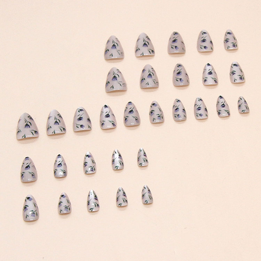 24pcsCute Reusable Press-On Nails With Floral Design For Daily Wear, Events, And Special Occasions (Light Beige)