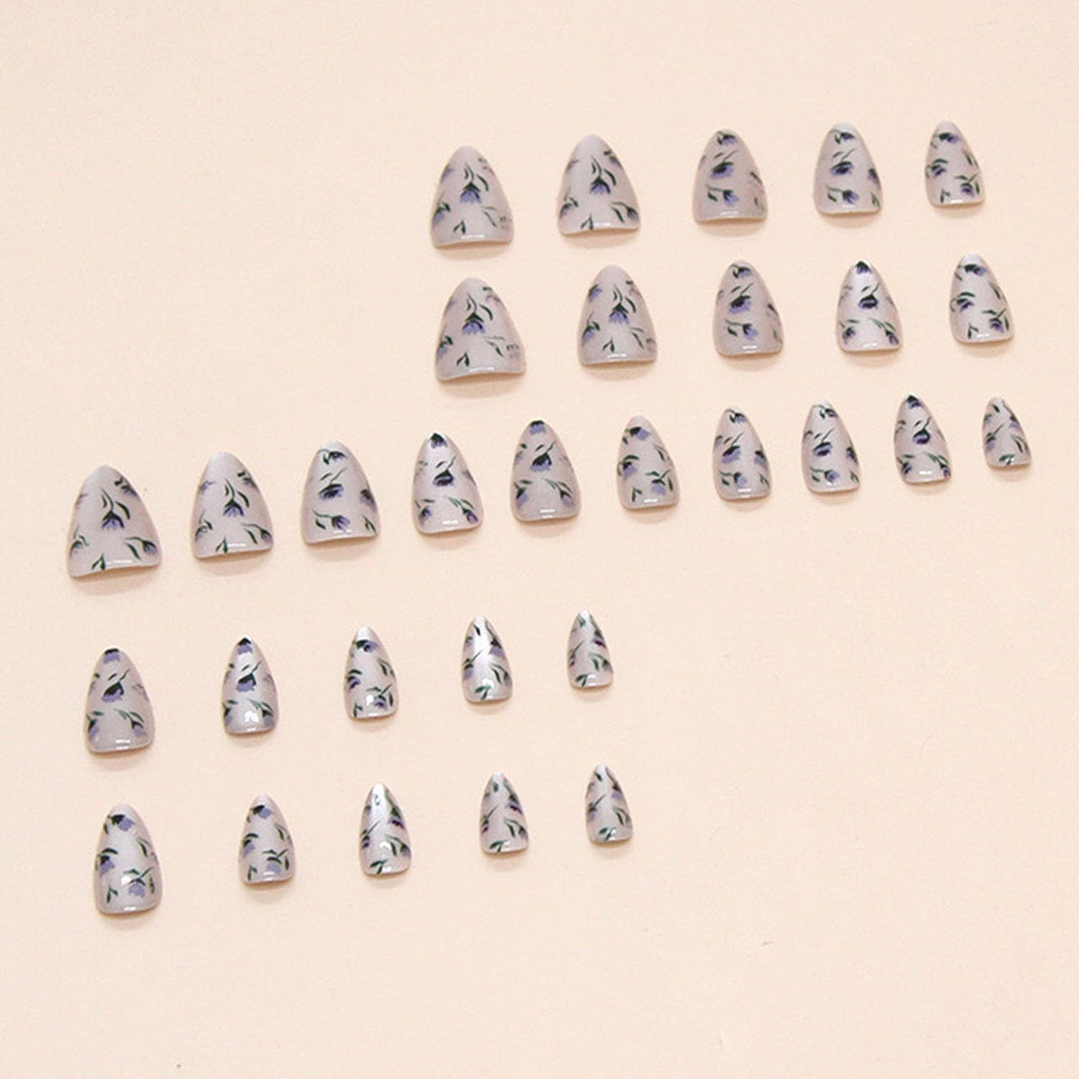 24pcsCute Reusable Press-On Nails With Floral Design For Daily Wear, Events, And Special Occasions (Light Beige)