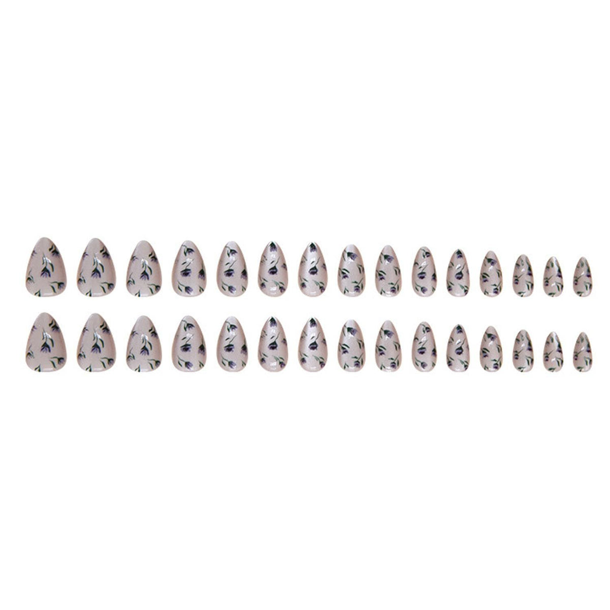24pcsCute Reusable Press-On Nails With Floral Design For Daily Wear, Events, And Special Occasions (Light Beige)