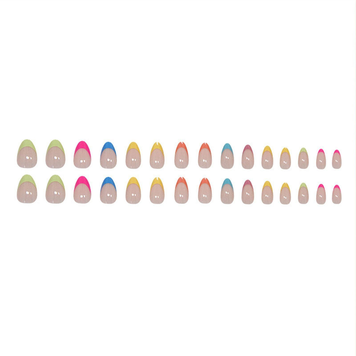 24pcsColorful French Tip Fake Nails, Easy Apply For Daily Wear, Parties And Nail Art Enthusiasts (Vibrant Multicolor)