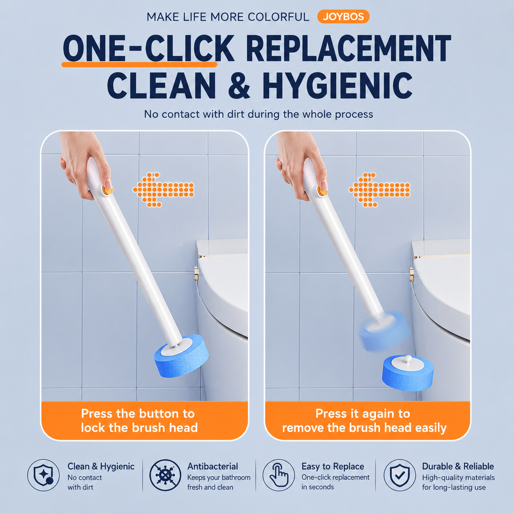 Automatic Flip-Open Disposable Toilet Brush Set with 21 Cleaning Refill Heads, Wall Mounted Storage, One-Button Hygienic Release, 360° Rotating Deep Cleaning, 51cm Long Handle Bathroom Toilet Cleaner
